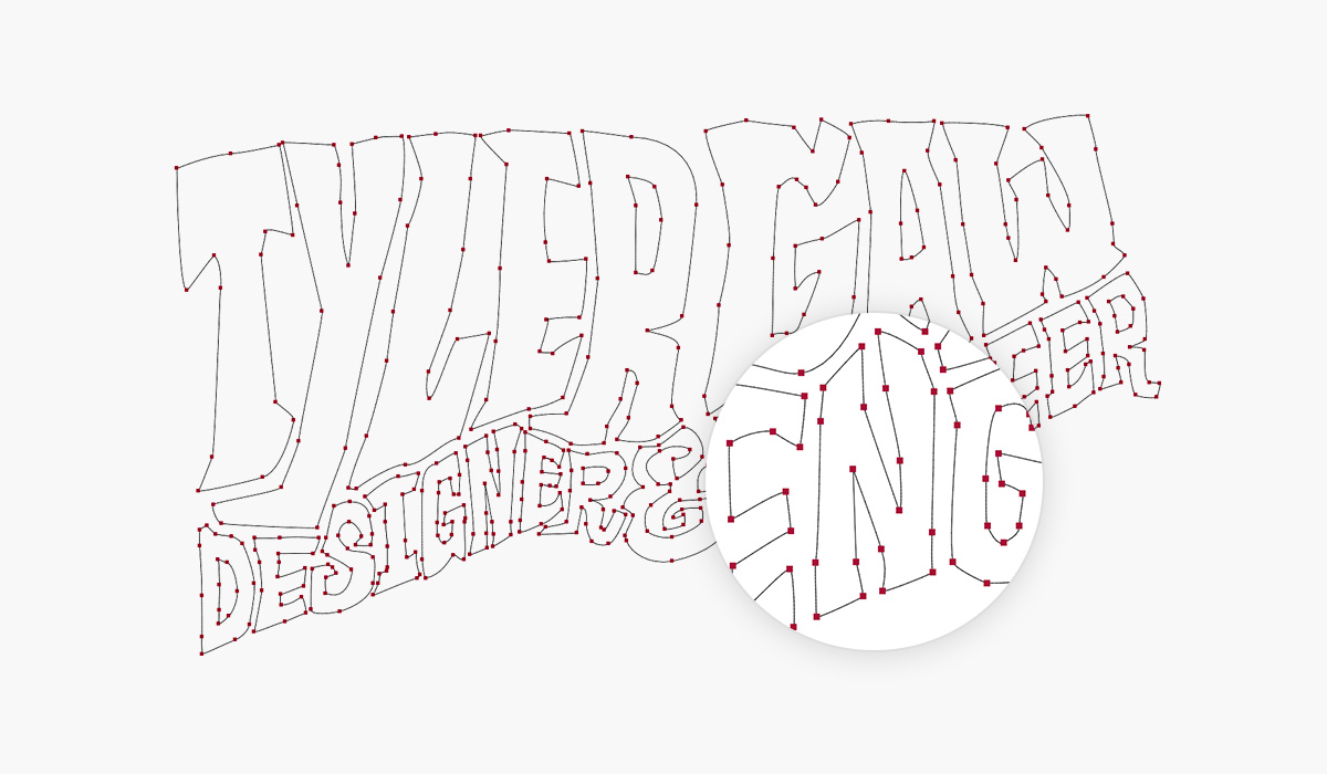 A screenshot showing the 566 vector points and outline of the logo.